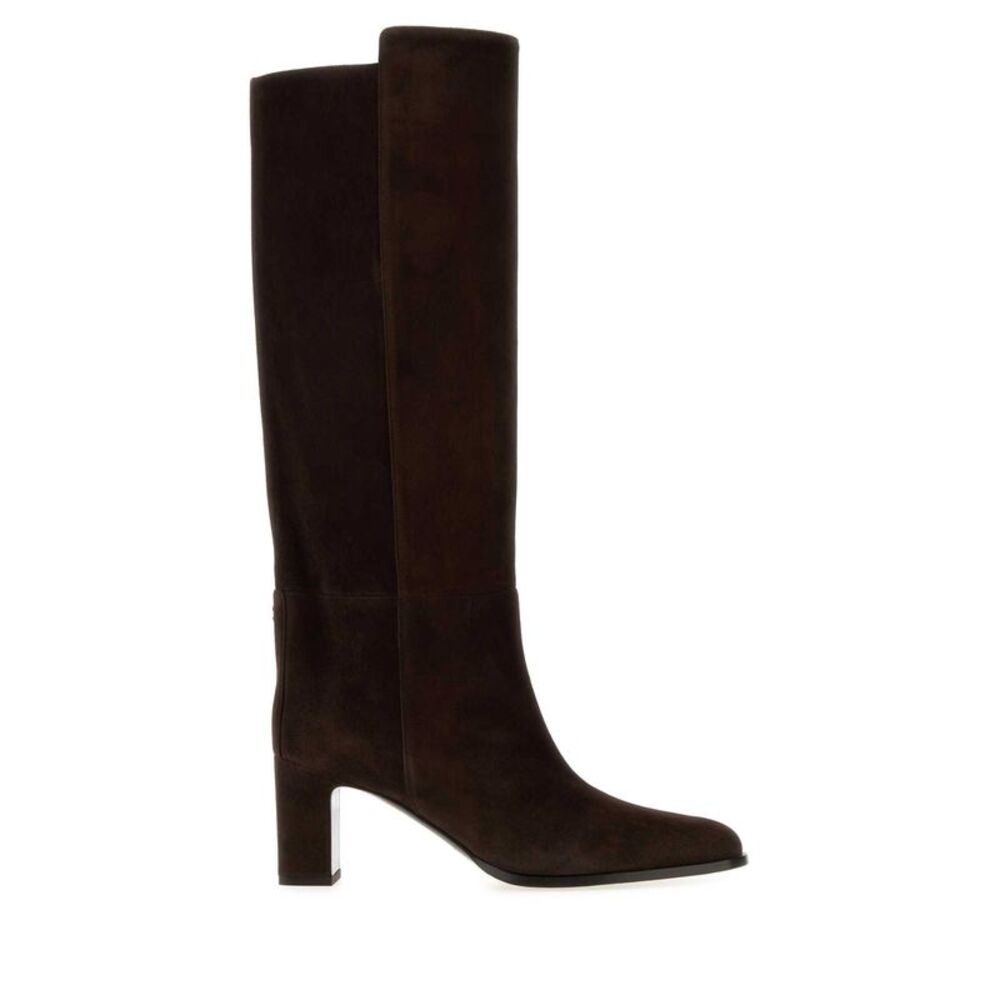 Jimmy Choo Women Chocolate Suede Caly Boots